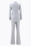 Silver 2 Piece Notched Lapel Double Breasted Women Prom Suits