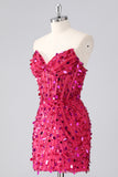 Sparkly Red Corset Sweetheart Tight Short Cocktail Dress with Sequins