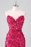 Sparkly Red Corset Sweetheart Tight Short Cocktail Dress with Sequins