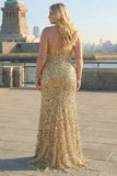 Sparkly Pink Beaded Mermaid Long Corset Prom Dress with Slit