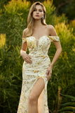 Sparkly Pink Floral Sequin Off the Shoudler Maxi Mermaid Prom Dress