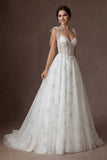 White Sparkly Beaded Ball gown Corset Floral Maxi Wedding Dress