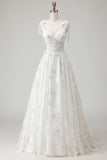White Sparkly Beaded Ball gown Corset Floral Maxi Wedding Dress