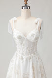 White Sparkly Beaded Ball gown Corset Floral Maxi Wedding Dress