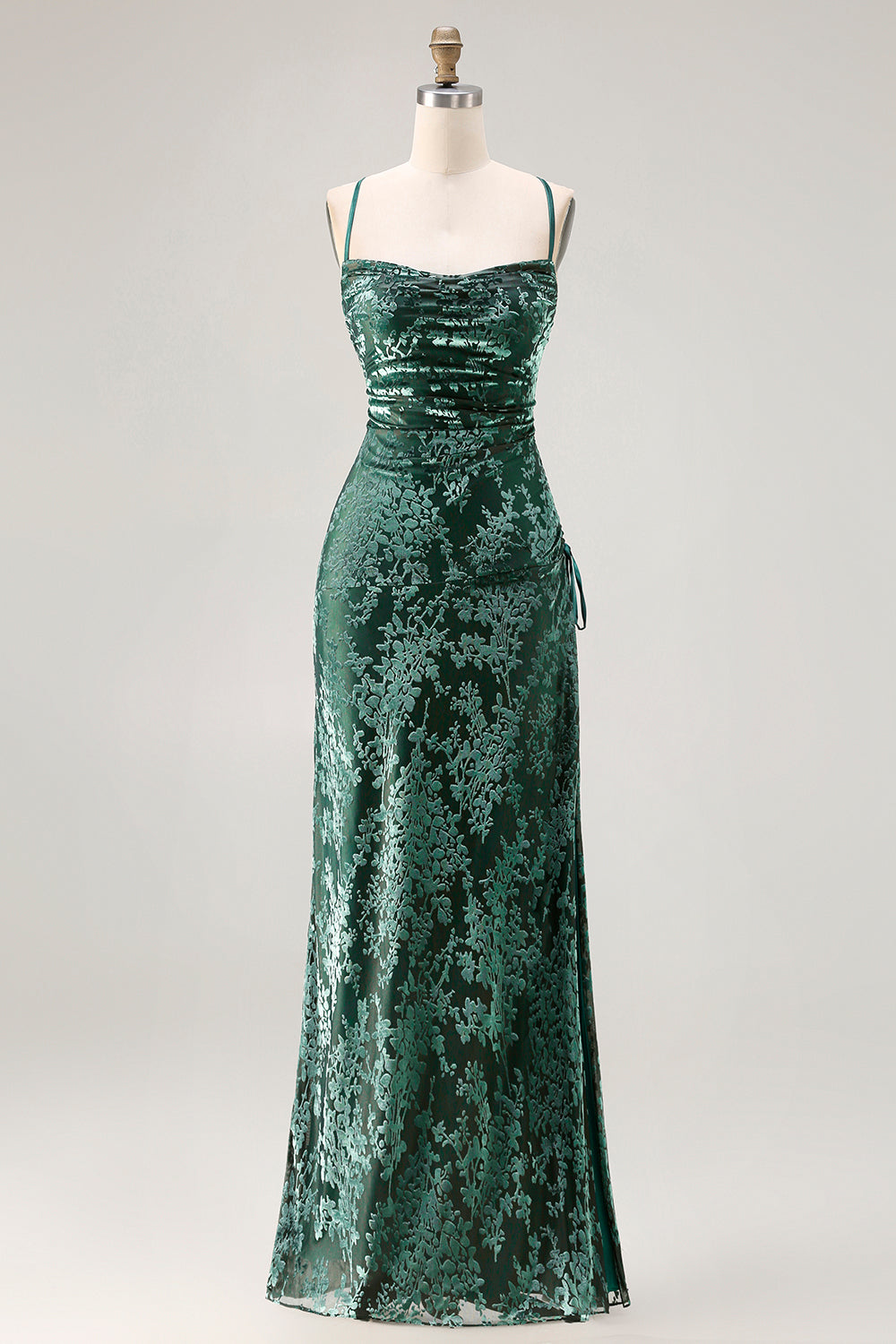 Leely Women Dark Green Floral Maxi Velvet Bridesmaid Dress Spaghetti Straps Sheath Lace Up Back Wedding Guest Dress leelyuk Leely Women Dark Green Floral Maxi Velvet Bridesmaid Dress Spaghetti Straps Sheath Lace Up Back Wedding Guest Dress leelyuk