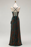 Dark Green Sheath Spaghetti Straps Maxi Velvet Bridesmaid Dress