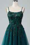Sparkly Dark Green A Line Short Cocktail Dress with Beading