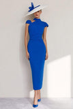 Royal Blue Sheath High Neck Maxi Mother of the Bride Dress