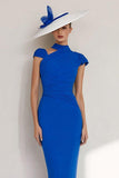 Royal Blue Sheath High Neck Maxi Mother of the Bride Dress