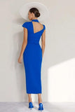 Royal Blue Sheath High Neck Maxi Mother of the Bride Dress