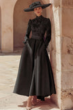 Candy Pink High Neck A Line Long Mother of the Bride Dress with Lace