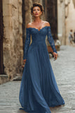 Cabernet Chiffon A Line Maxi Mother of the Bride Dress with Lace
