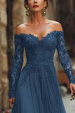 Cabernet Chiffon A Line Maxi Mother of the Bride Dress with Lace