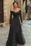 Cabernet A Line Chiffon Long Mother of the Bride Dress with Sleeves
