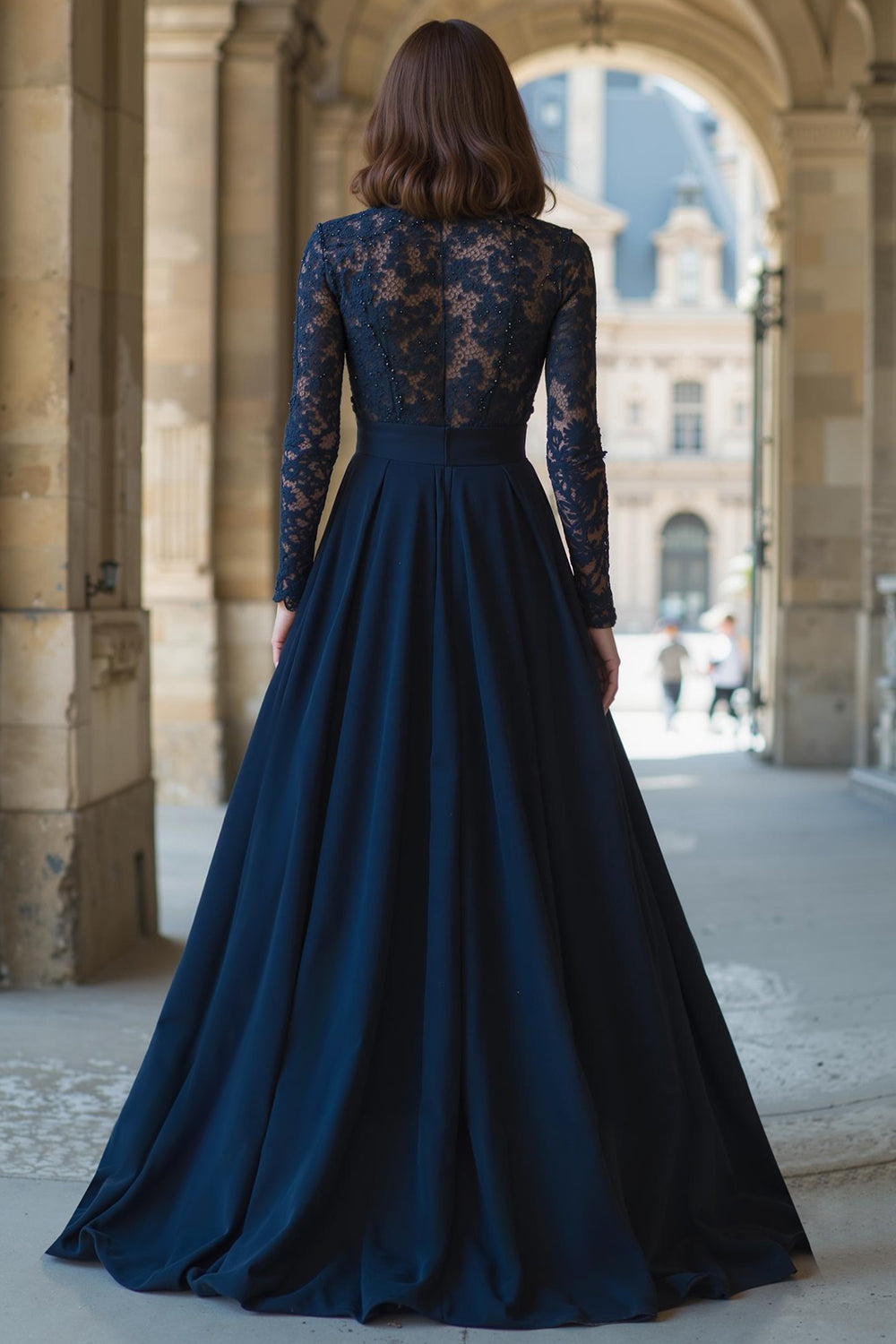 Leely Women Navy Long Sleeves Chiffon A-Line Maxi Mother of the Bride Dress with Lace High Neck Long Sleeves Wedding Guest Dress leelyuk Leely Women Navy Long Sleeves Chiffon A-Line Maxi Mother of the Bride Dress with Lace High Neck Long Sleeves Wedding Guest Dress leelyuk