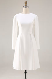 Ivory Short A Line Courthouse Wedding Dress with Sleeves