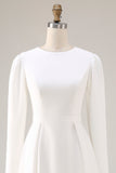 Ivory Short A Line Courthouse Wedding Dress with Sleeves