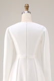 Ivory Short A Line Courthouse Wedding Dress with Sleeves