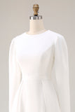 Ivory Short A Line Courthouse Wedding Dress with Sleeves