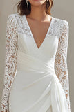 Ivory Bodycon V-Neck Short Bridal Shower Dress with Drape