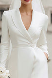 Ivory Shawl Lapel Short Bridal Shower Dress with Pockets