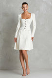 Ivory A Line 2 Piece Square Neck Short Business Suits