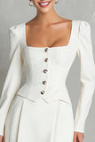 Ivory A Line 2 Piece Square Neck Short Business Suits