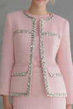 Sparkly Pink 2 Piece Pencil Short Tweed Outfits