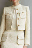 Ivory 2 Piece Pencil Single Breasted Short Date Night Outfits