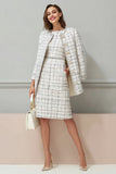 Mix Black Grid Pencil 2 Piece Single Breasted Midi Date Night Outfits