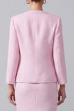 Pink Round Neck 2 Piece Pencil Midi Tweed Outfits