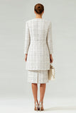 Mix Black Grid 2 Piece Round Neck Midi Tweed Outfits
