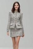 Grey 2 Piece Single Breasted Pencil Short Date Night Outfits