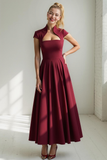 Cabernet A Line Cap Sleeves Maxi Wedding Guest Dress