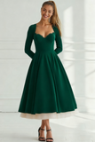 Cabernet Velvet A Line Sweetheart Long Wedding Guest Dress with Sleeves