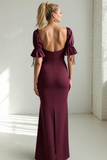 Cabernet Mermaid Sweetheart Maxi Wedding Guest Dress with Sleeves