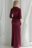 Cabernet Sheath V-Neck Maxi Wedding Guest Dress with Sash
