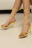 Golden Stiletto High Heel Strappy Gladiator Sandals