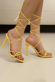 Golden Stiletto High Heel Strappy Gladiator Sandals