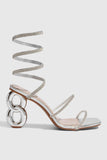 Sparkly Silver Strappy Gladiator Open Toe Stiletto High Heel Sandals