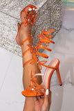 Sparkly Royal Blue Strappy Gladiator Stiletto High Heeled Wrap Up Sandals with Butterflies
