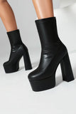 Golden Go Go Chunky Platform Round Toe Heeled Ankle Boots