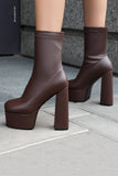 Golden Go Go Chunky Platform Round Toe Heeled Ankle Boots