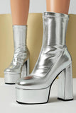 Golden Go Go Chunky Platform Round Toe Heeled Ankle Boots