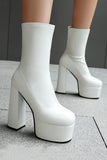 Golden Go Go Chunky Platform Round Toe Heeled Ankle Boots