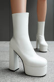 Golden Go Go Chunky Platform Round Toe Heeled Ankle Boots