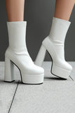 Golden Go Go Chunky Platform Round Toe Heeled Ankle Boots