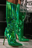 Sparkly Knee High Stiletto Royal Blue High Heel Boots