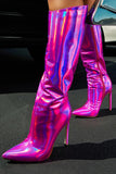 Sparkly Knee High Stiletto Royal Blue High Heel Boots