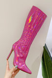 Sparkly Knee High Stiletto Royal Blue High Heel Boots